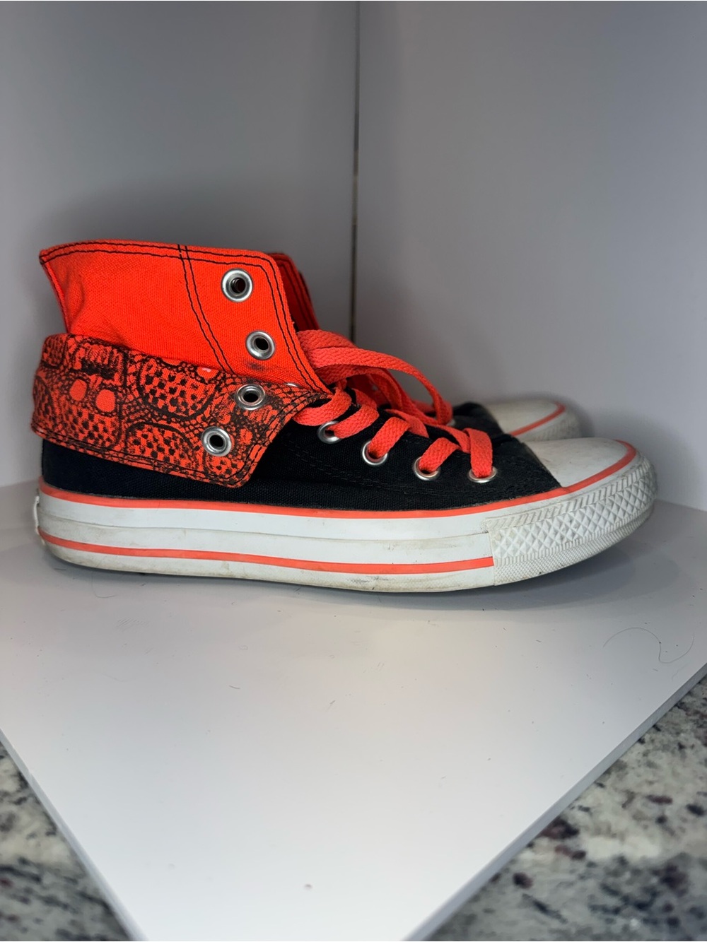 Converse Versatile High-Top Sneakers in Neon Orange and Black